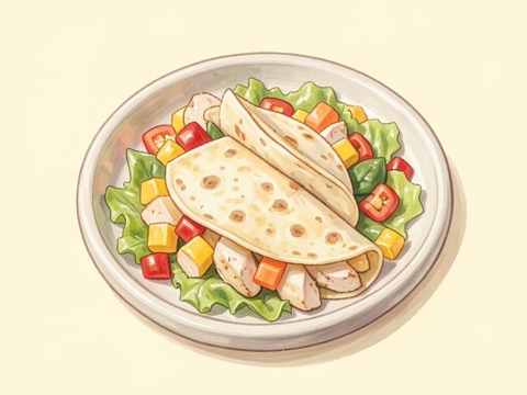 Illustration of Asian Mango Chicken Wraps