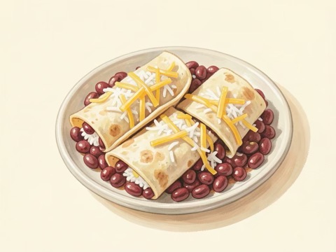 Illustration of Bean and Rice Burritos