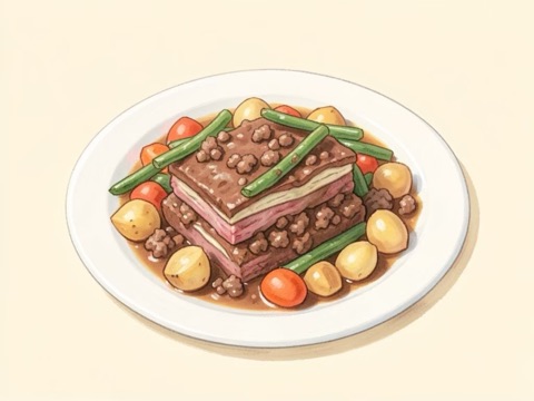 Illustration of Beef & Vegetable Six-Layer Dinner
