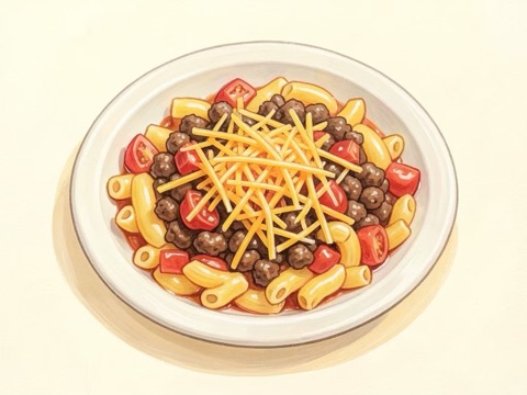 Illustration of Beefy Macaroni and Cheese
