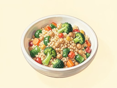 Illustration of Bulgur Wheat, Veggie & Chickpea Salad