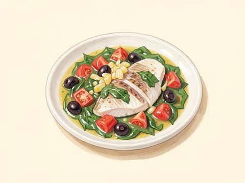Illustration of Fish with Spinach