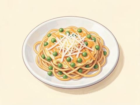 Illustration of Pasta Frittata with Peas