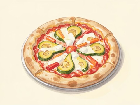 Illustration of Tic Tac Toe Veggie Pizza