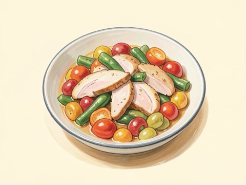 Illustration of Vegetable and Turkey Stir Fry