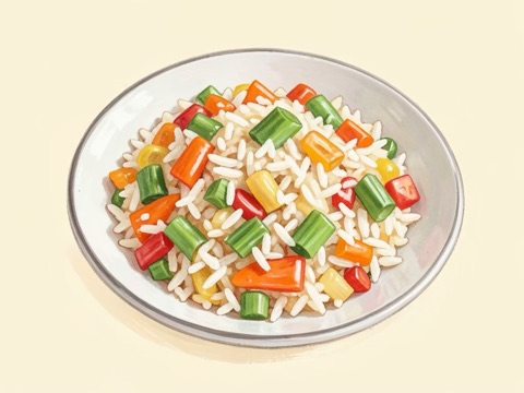 Illustration of Vegetable Fried Rice