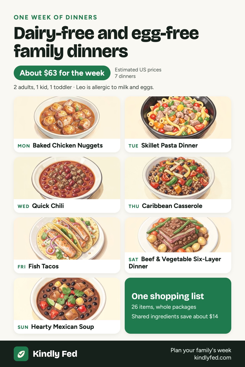 Dairy-free and egg-free family dinners