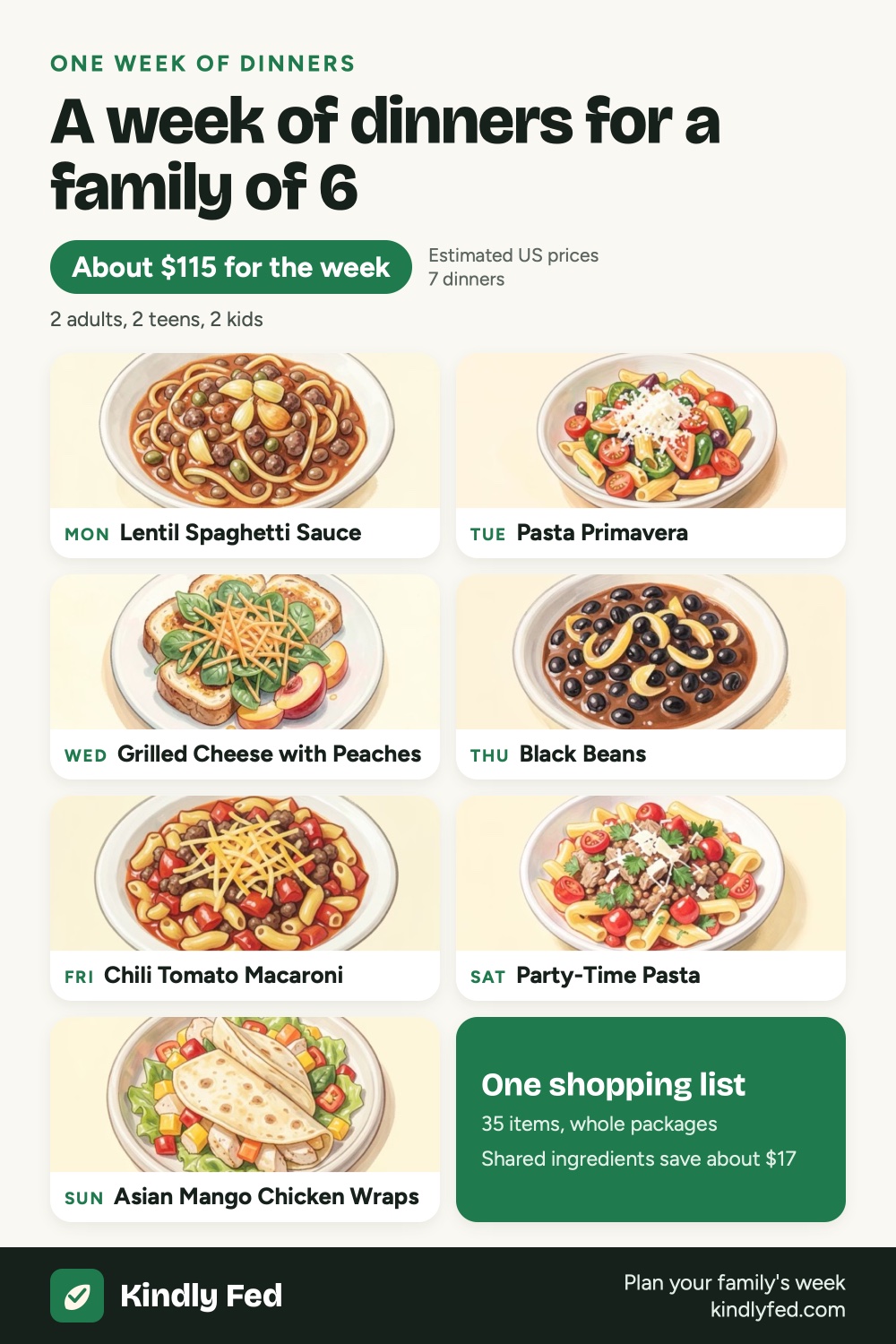 A week of dinners for a family of 6