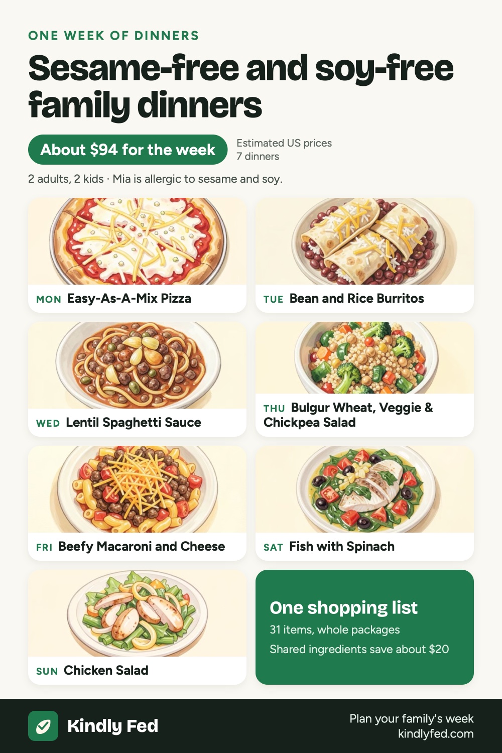 Sesame-free and soy-free family dinners